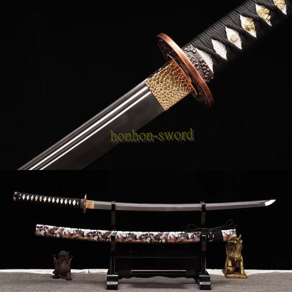 Ungeschärftes 9260 Federstahl Iaido Katana Japanisches Samurai-Schwert Full Tang für das Training Schwarz 