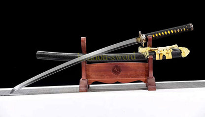 Hand Forge L6 Steel Mirror Polished Katana Japanese Samurai Sword for Battle Black