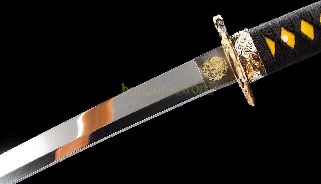 Hand Forge L6 Steel Mirror Polished Katana Japanese Samurai Sword for Battle Black