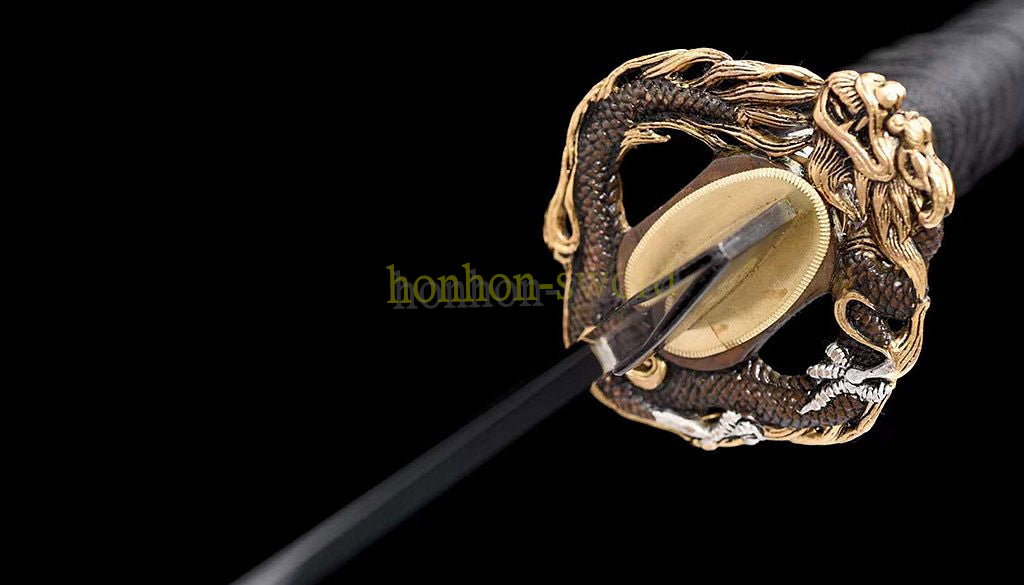 Hand Forge L6 Steel Mirror Polished Katana Japanese Samurai Sword for Battle Black