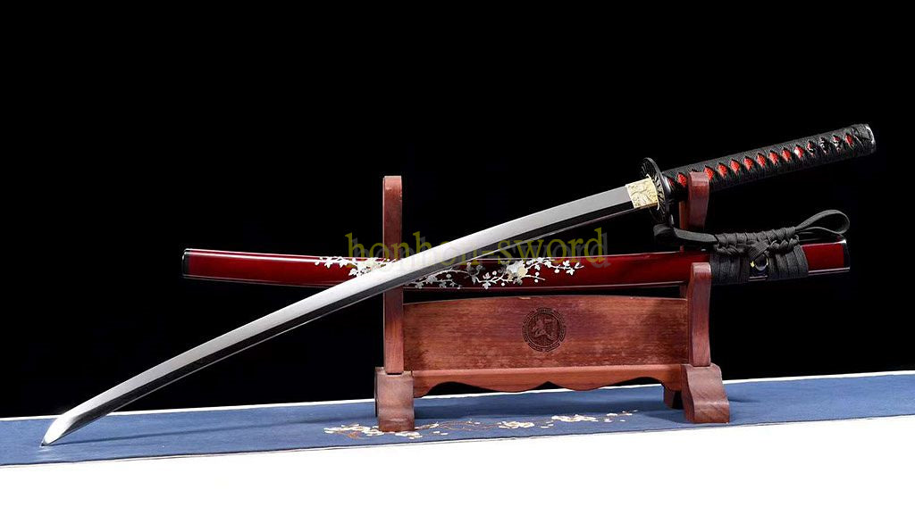 L6 Steel Mirror Polished Katana Japanese Samurai Sword Hand Forge for Battle