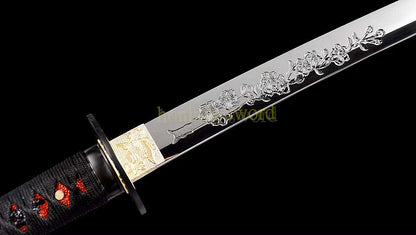 L6 Steel Mirror Polished Katana Japanese Samurai Sword Hand Forge for Battle