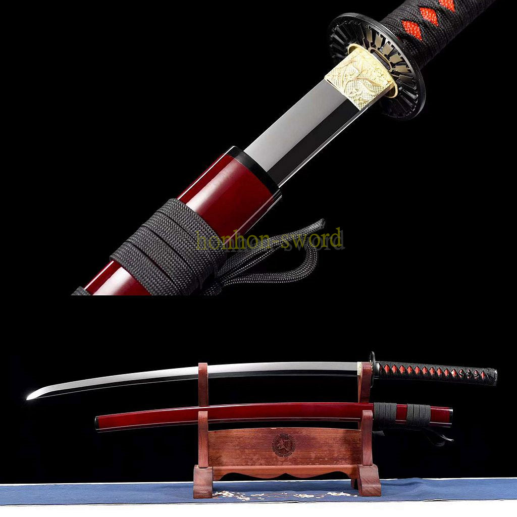 L6 Steel Mirror Polished Katana Japanese Samurai Sword Hand Forge for Battle