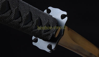 9260 Spring Steel Tanto Japanese Samurai Short Sword Full Tang Battle Ready Engraving Dragon Saya