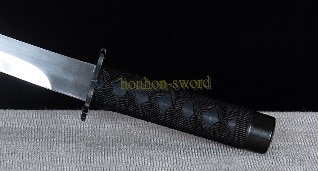 9260 Spring Steel Tanto Japanese Samurai Short Sword Full Tang Battle Ready Engraving Dragon Saya