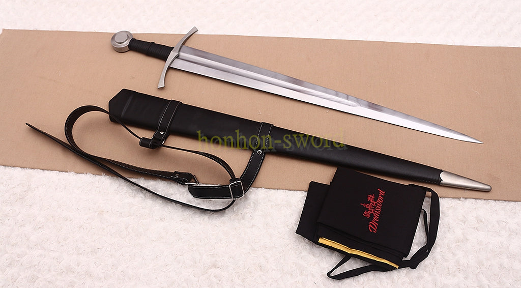 39" Full Tang 9260 Spring Steel Double Edge European Sword Battle Ready Stainless Steel Pommel