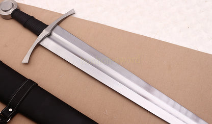 39" Full Tang 9260 Spring Steel Double Edge European Sword Battle Ready Stainless Steel Pommel