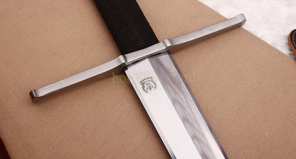 Full Tang 9260 Spring Steel Double Edge European Sword Battle Ready Stainless Steel Pommel