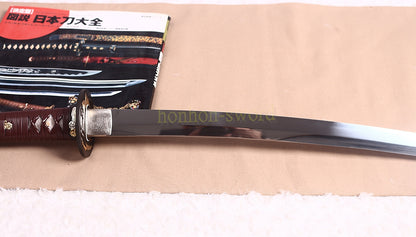 9260 Spring Steel KOGARASUMARU Zukuri Wakizashi Japanese Samurai Sword Red