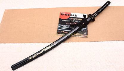 Ungeschärftes 9260 Federstahl Iaito Katana Japanisches Samurai-Schwert zum Üben Full Tang Schwarz 