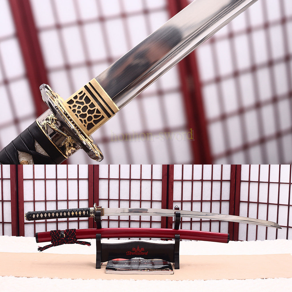 Full Tang 9260 Spring Steel Katana Japanese Samurai Sword Battle Ready Red