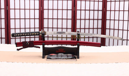 Full Tang 9260 Spring Steel Katana Japanese Samurai Sword Battle Ready Red
