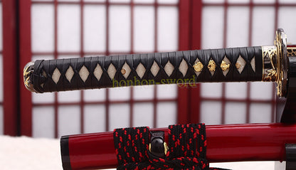 Full Tang 9260 Spring Steel Katana Japanese Samurai Sword Battle Ready Red