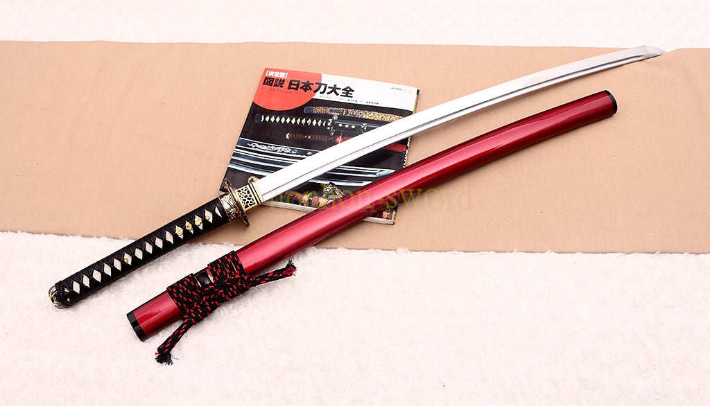 Full Tang 9260 Spring Steel Katana Japanese Samurai Sword Battle Ready Red