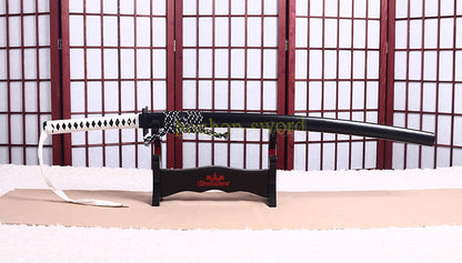 Full Tang 9260 Federstahl Japanisches Samurai-Schwert Katana Battle Ready Schwarz 