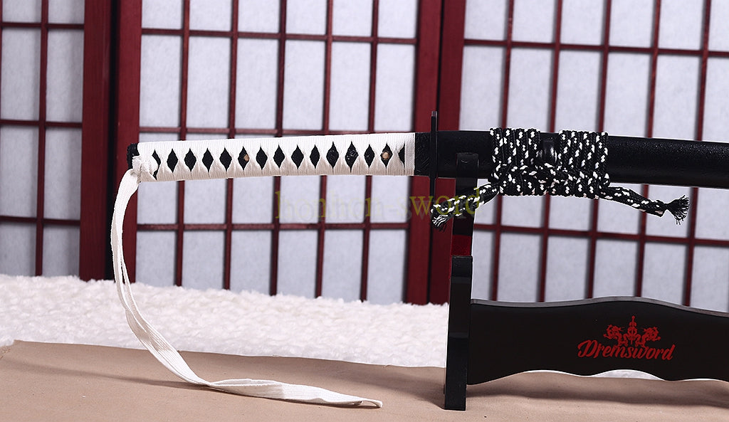 Full Tang 9260 Federstahl Japanisches Samurai-Schwert Katana Battle Ready Schwarz 