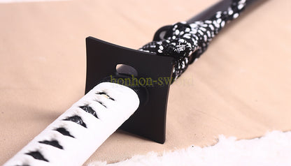 Full Tang 9260 Federstahl Japanisches Samurai-Schwert Katana Battle Ready Schwarz 