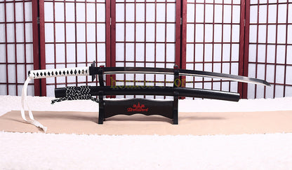 Full Tang 9260 Federstahl Japanisches Samurai-Schwert Katana Battle Ready Schwarz 