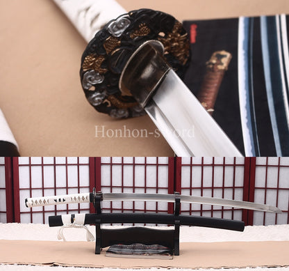 Katana en aluminium, épée japonaise Iaito, lame non affûtée faite à la main, noire 