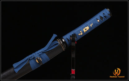 1095 High Carbon Steel Wakizashi Japanese Samurai Sword Full Tang Blue