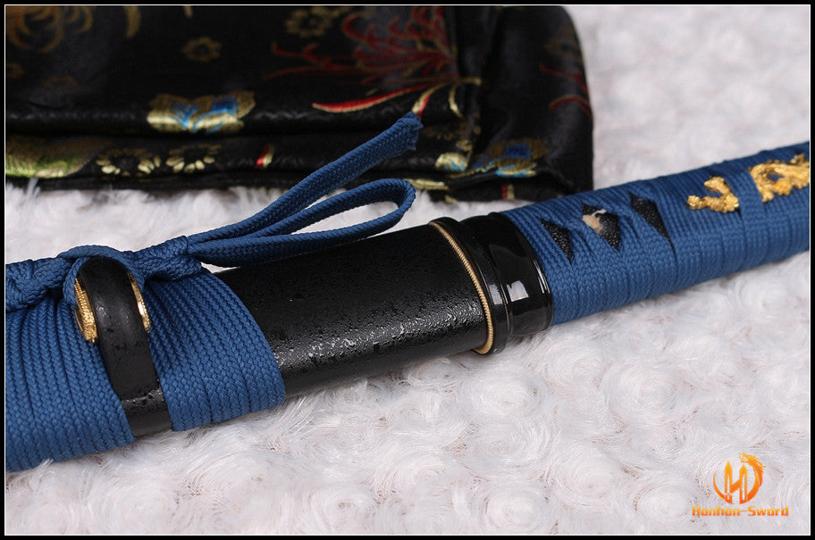 1095 High Carbon Steel Wakizashi Japanese Samurai Sword Full Tang Blue