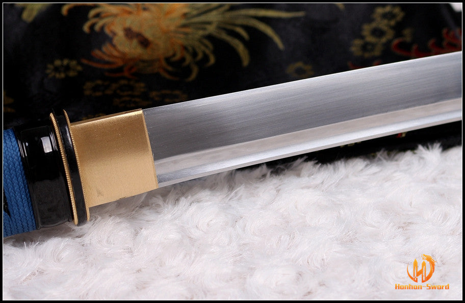 1095 High Carbon Steel Wakizashi Japanese Samurai Sword Full Tang Blue