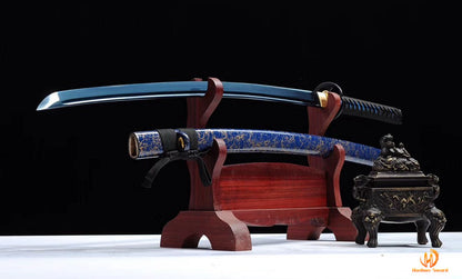 1095 High Carbon Steel Blue Treated Japanese Katana Samurai Sword Full Tang For Battle