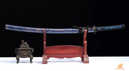 1095 High Carbon Steel Blue Treated Japanese Katana Samurai Sword Full Tang For Battle