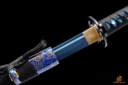 1095 High Carbon Steel Blue Treated Japanese Katana Samurai Sword Full Tang For Battle