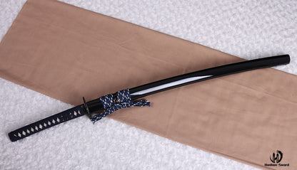 1095 Hartstahl Katana Japanisches Samurai-Schwert Full Tang Kampfbereit Schwarz &amp; Blau 