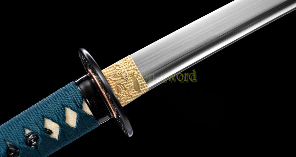 Katana à lame bleue en acier à haute teneur en carbone 1095, épée de samouraï japonais, épée complète noire 