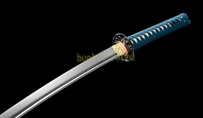 Katana à lame bleue en acier à haute teneur en carbone 1095, épée de samouraï japonais, épée complète noire 