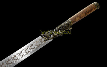 1095 High Carbon Steel Traditional Jian 洪荒古剑 Chinese Jian Sword Full Tang Sword Brown