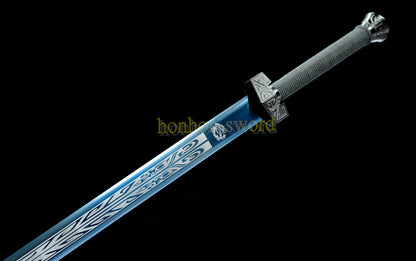 1095 High Carbon Steel Traditional Han Dynasty Jian 汉剑 Chinese Jian Sword Full Tang Sword Blue