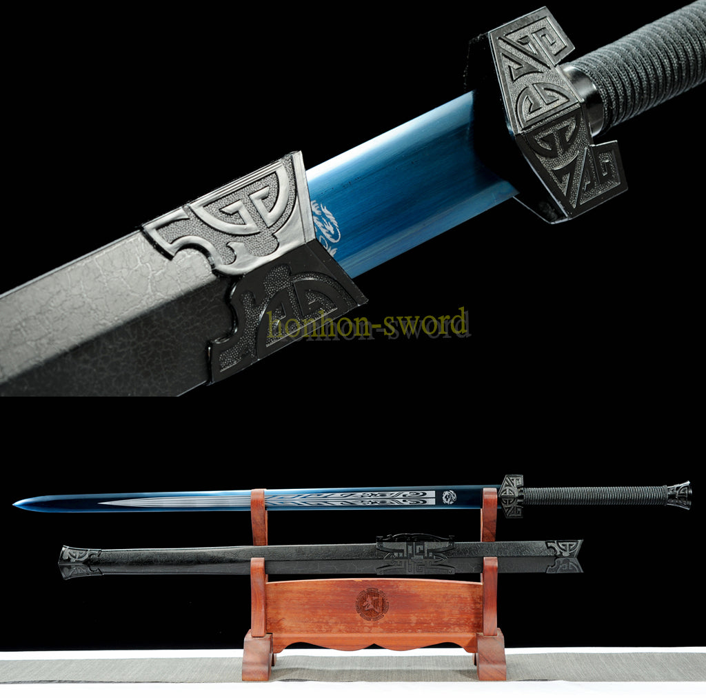 1095 High Carbon Steel Traditional Han Dynasty Jian 汉剑 Chinese Jian Sword Full Tang Sword Blue