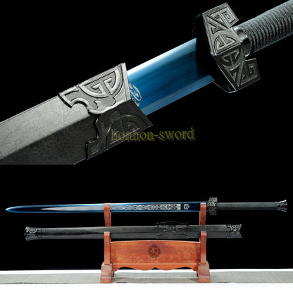 1095 High Carbon Steel Traditional Han Dynasty Jian 汉剑 Chinese Jian Sword Full Tang Sword Blue