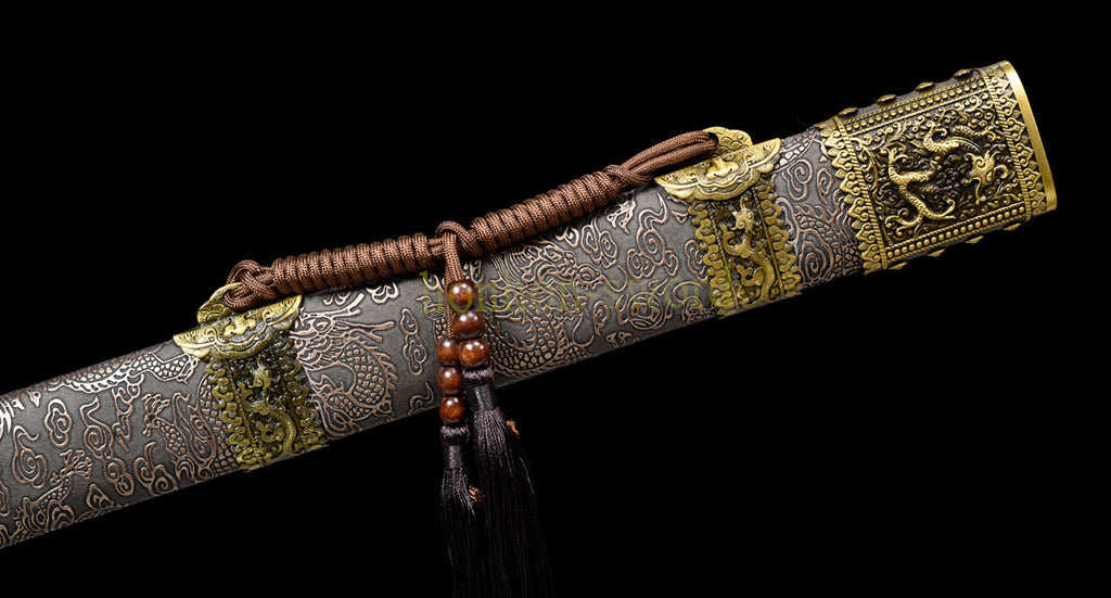 Functional 1095 High Carbon Steel KangXi Sabre Chinese Dao Sword Full Tang Gold