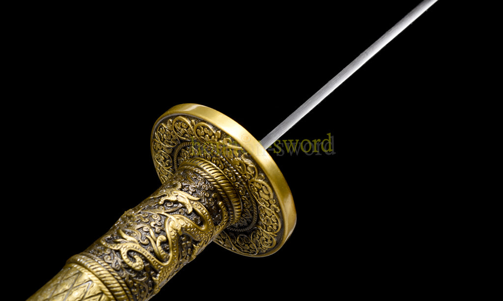 Functional 1095 High Carbon Steel KangXi Sabre Chinese Dao Sword Full Tang Gold
