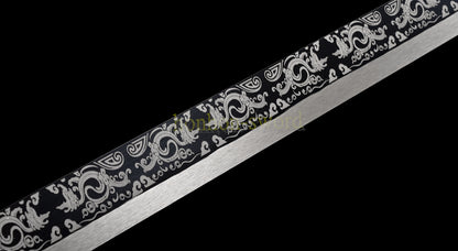 Functional 1095 High Carbon Steel KangXi Sabre Chinese Dao Sword Full Tang Gold