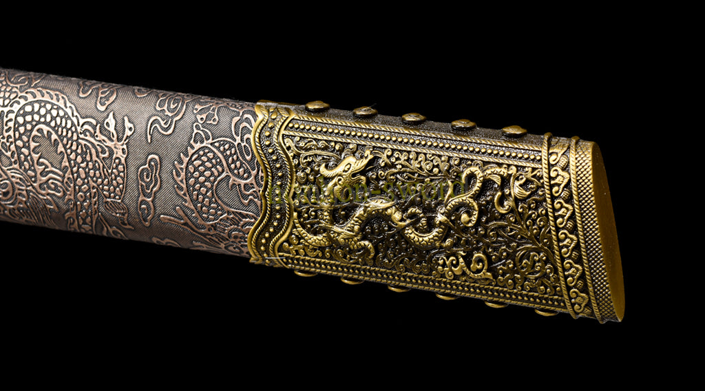 Functional 1095 High Carbon Steel KangXi Sabre Chinese Dao Sword Full Tang Gold