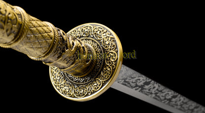 Functional 1095 High Carbon Steel KangXi Sabre Chinese Dao Sword Full Tang Gold