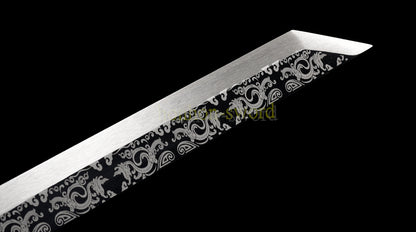 Functional 1095 High Carbon Steel KangXi Sabre Chinese Dao Sword Full Tang Gold
