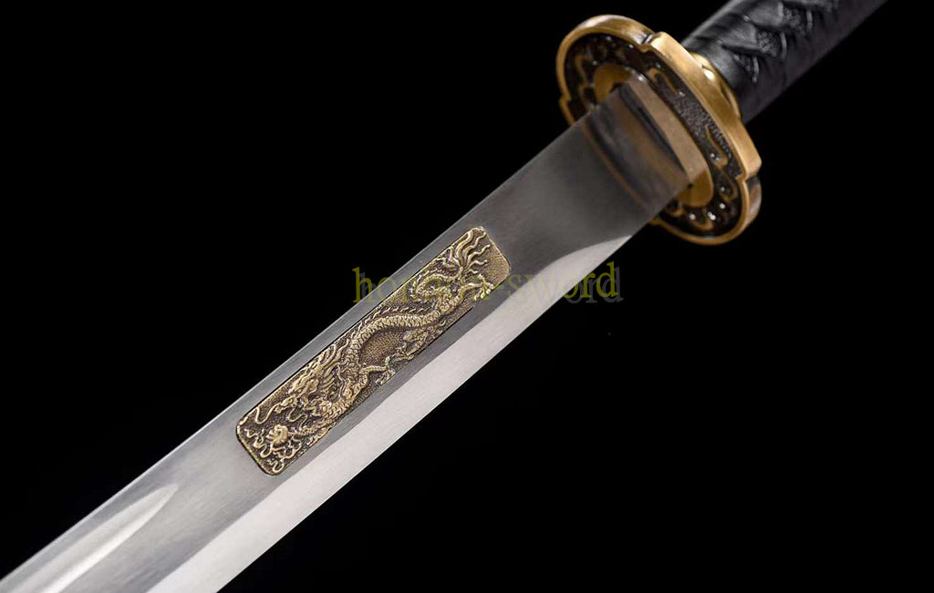 1095 High Carbon Steel Traditional Chinese Qing Dynasty Dao 雁翎刀 Alloy Fittings Black