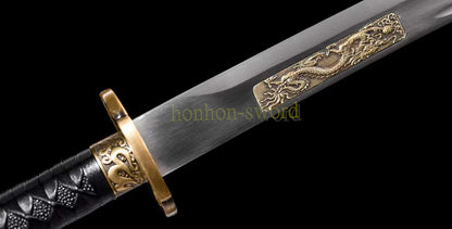 1095 High Carbon Steel Traditional Chinese Qing Dynasty Dao 雁翎刀 Alloy Fittings Black