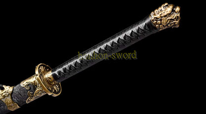 1095 High Carbon Steel Traditional Chinese Qing Dynasty Dao 雁翎刀 Alloy Fittings Black