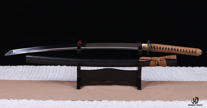 1095 Kohlenstoffstahl Katana Japanisches Samurai-Schwert Full Tang Braun 