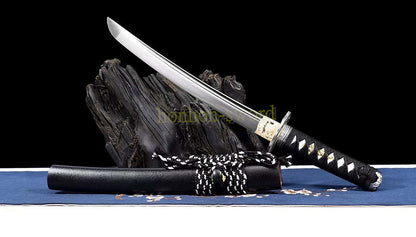 1095 Kohlenstoffstahl Katana Blaue Klinge Japanisches Samurai-Schwert Full Tang Schwarz 