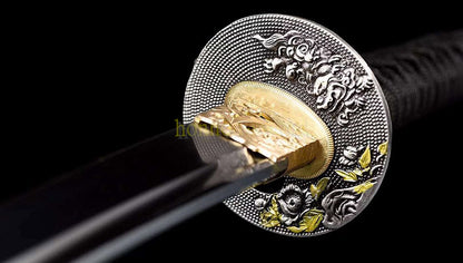 1095 Kohlenstoffstahl Katana Blaue Klinge Japanisches Samurai-Schwert Full Tang Schwarz 