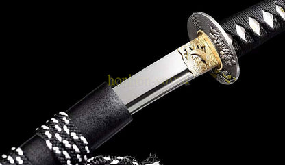 1095 Kohlenstoffstahl Katana Blaue Klinge Japanisches Samurai-Schwert Full Tang Schwarz 