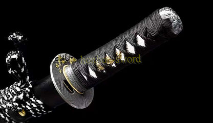1095 Kohlenstoffstahl Katana Blaue Klinge Japanisches Samurai-Schwert Full Tang Schwarz 